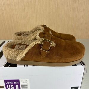 dv by Dolce Vita Cognac Sherpa Lined Buckle Clog Mule US 8 NIB